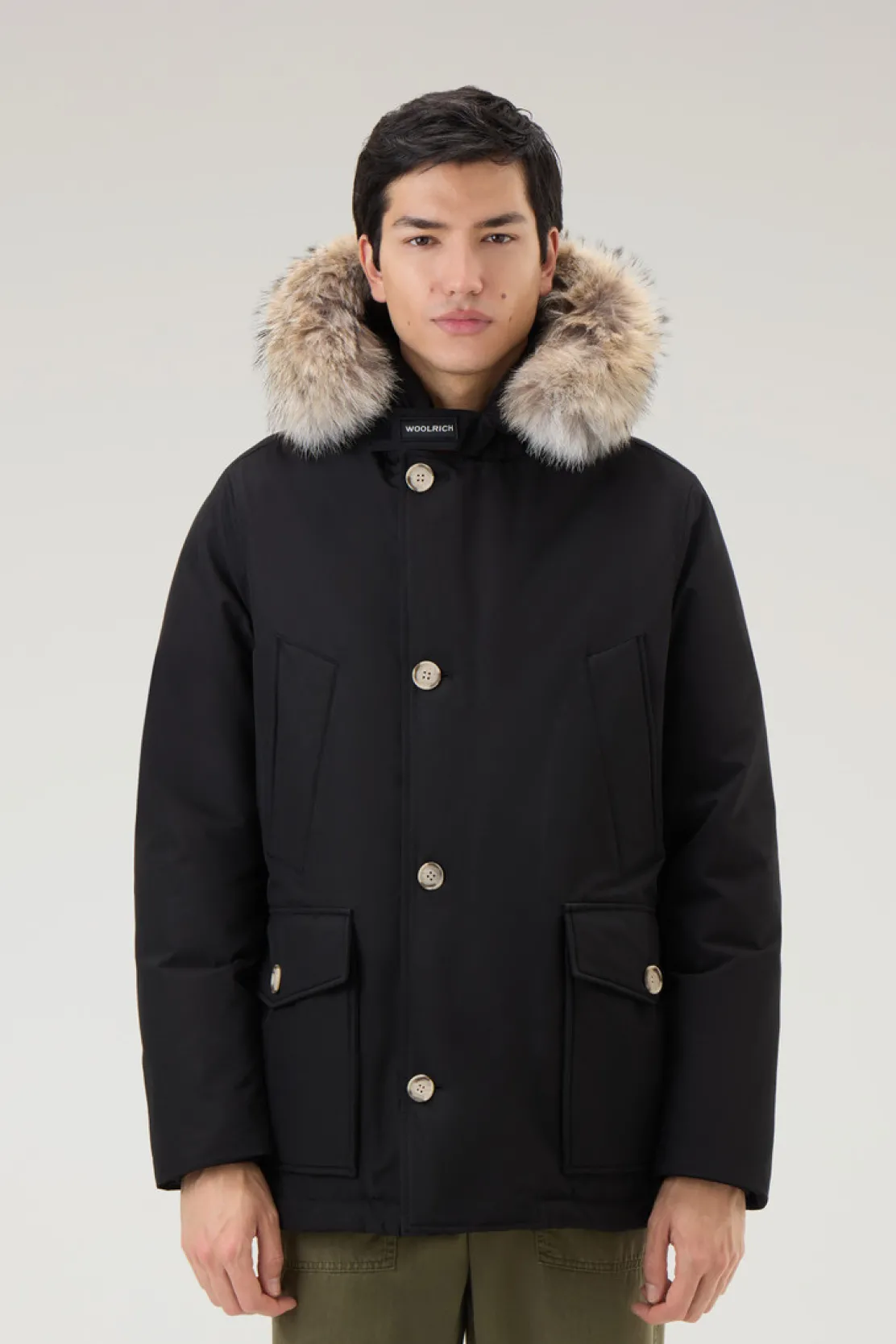 Parka>Woolrich Arctic Anorak In Ramar Cloth Con Pelliccia Removibile Black