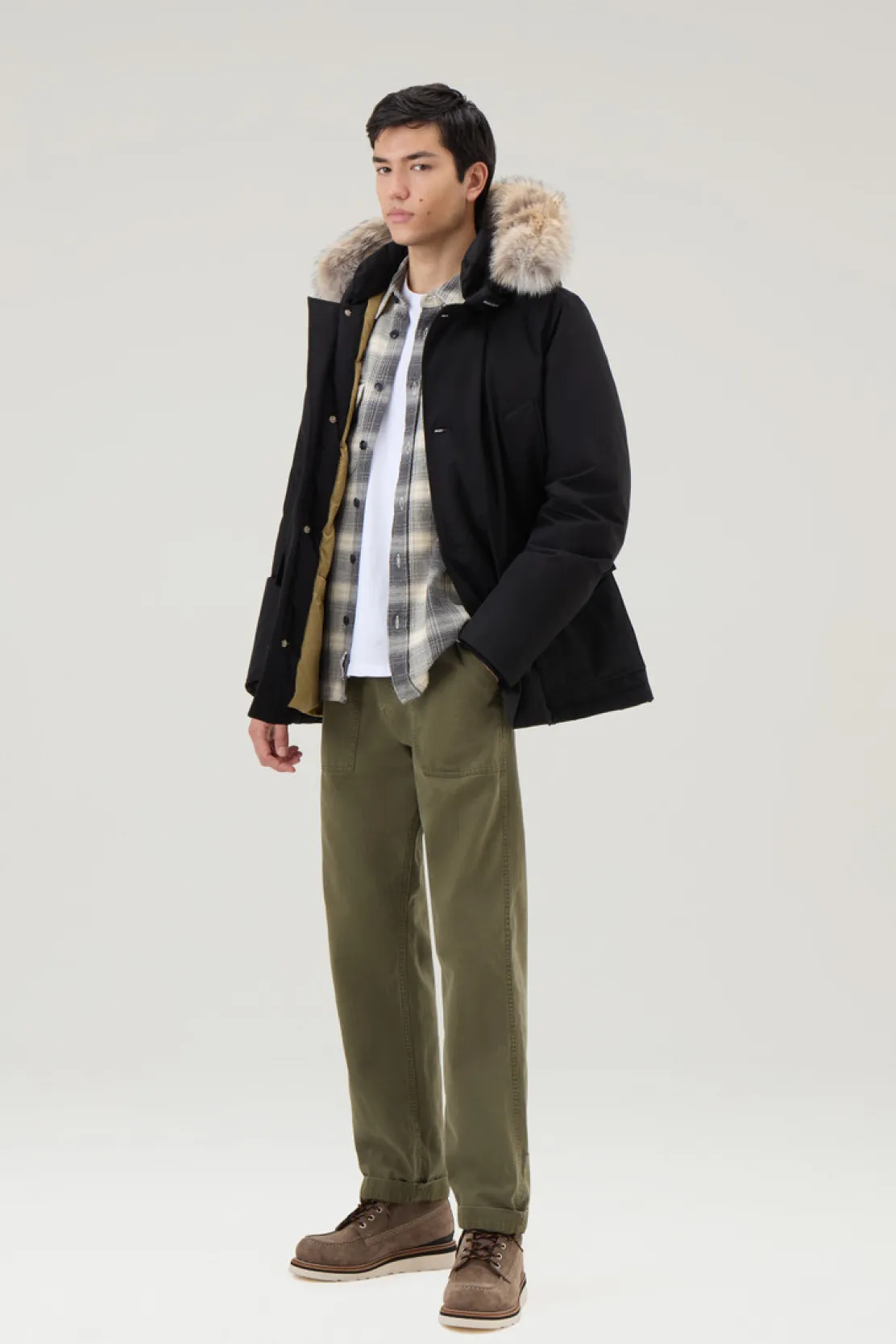 Parka>Woolrich Arctic Anorak In Ramar Cloth Con Pelliccia Removibile Black
