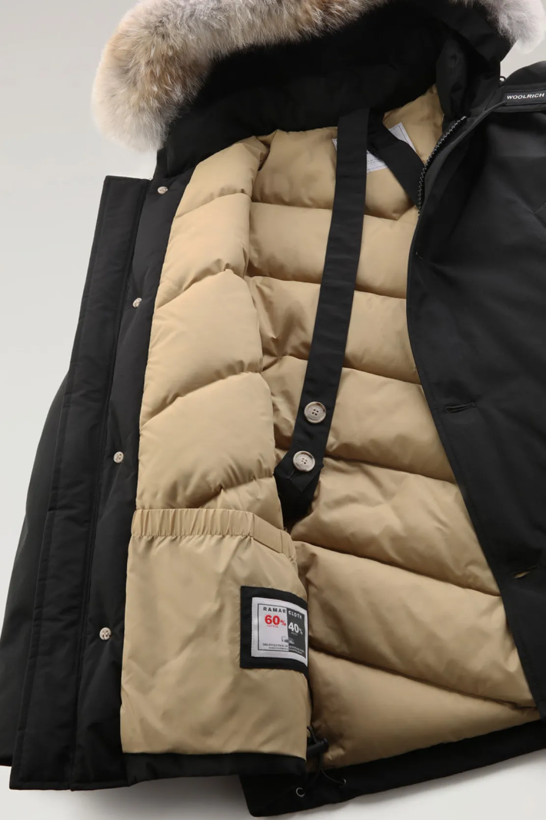 Parka>Woolrich Arctic Anorak In Ramar Cloth Con Pelliccia Removibile Black