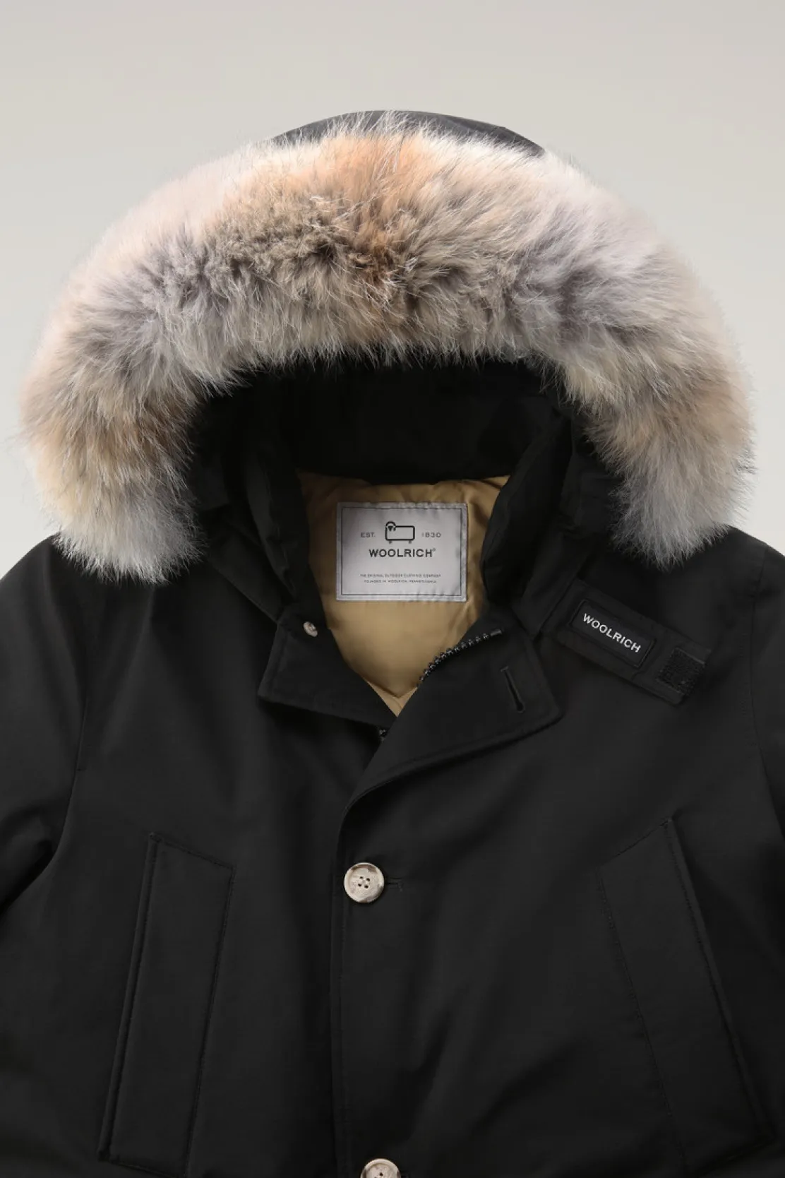 Parka>Woolrich Arctic Anorak In Ramar Cloth Con Pelliccia Removibile Black