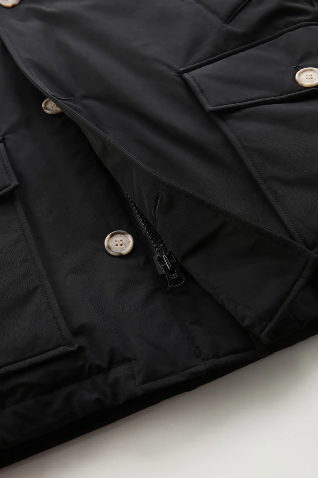 Parka>Woolrich Arctic Anorak In Ramar Cloth Con Pelliccia Removibile Black
