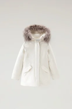 Parka>Woolrich Arctic Parka Da Bambina Con Pelliccia Removibile Milky Cream
