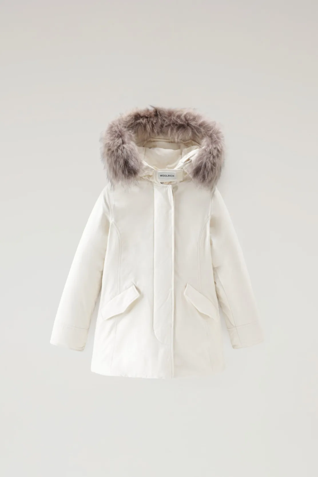 Parka>Woolrich Arctic Parka Da Bambina Con Pelliccia Removibile Milky Cream
