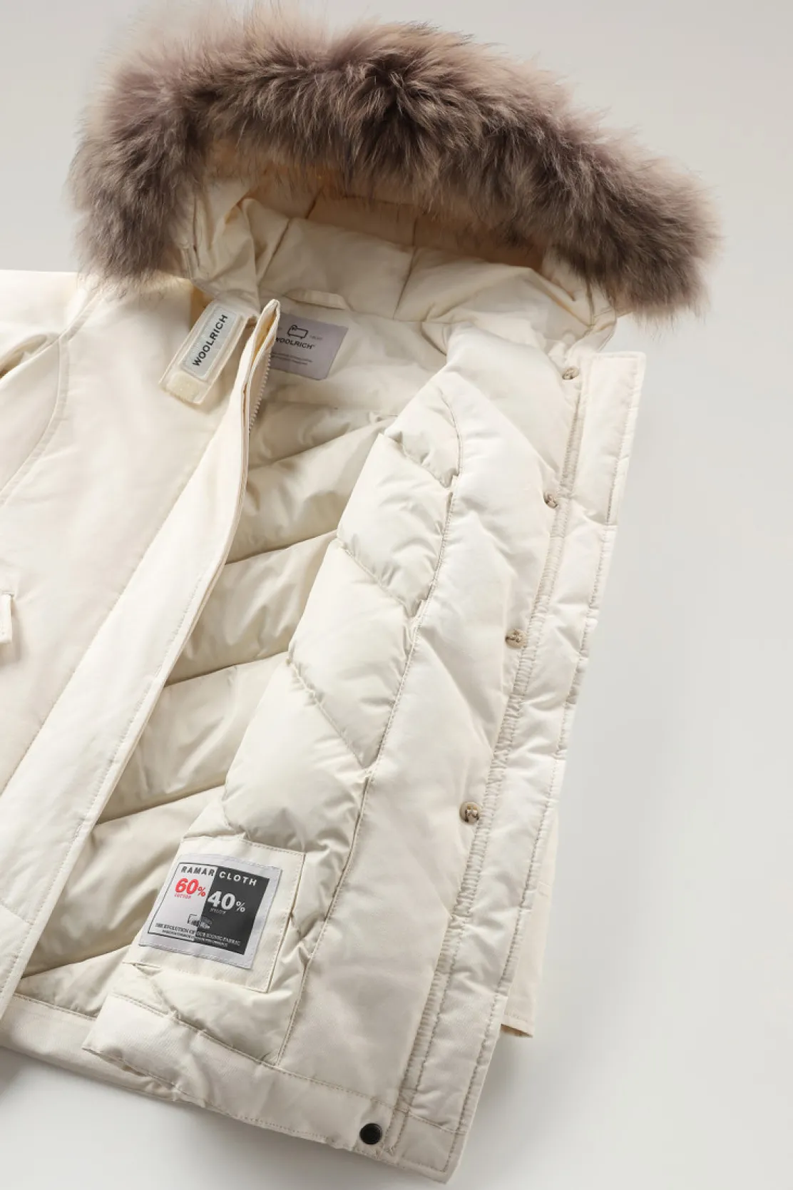 Parka>Woolrich Arctic Parka Da Bambina Con Pelliccia Removibile Milky Cream
