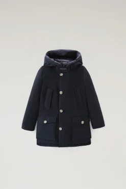 Parka>Woolrich Arctic Parka Da Bambino In Ramar Cloth Melton Blue