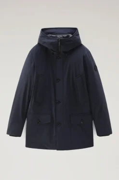 Impermeabili|Parka>Woolrich Arctic Parka In Nylon Elasticizzato Melton Blue