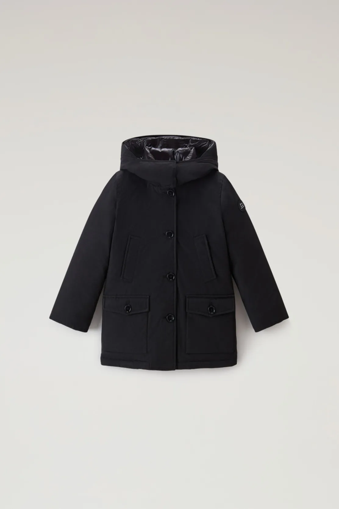 Parka>Woolrich Arctic Parka In Ramar Cloth Da Bambina Con Dettagli Satinati Black