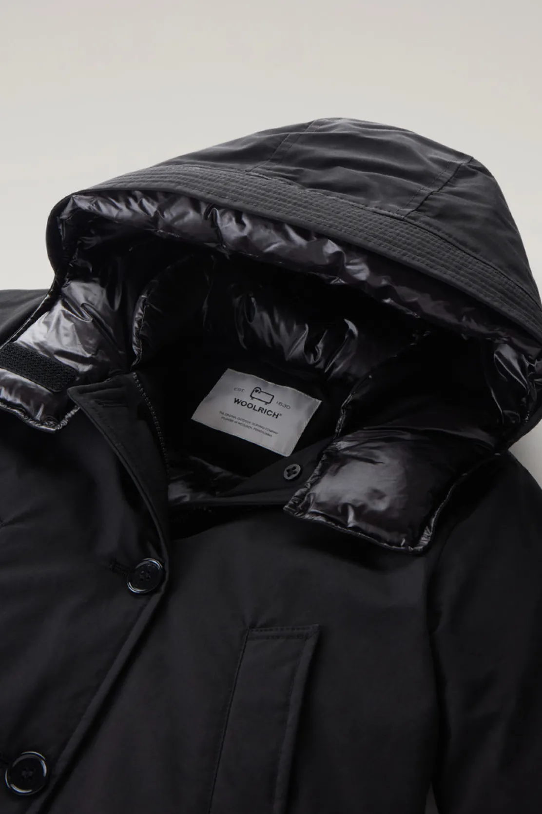 Parka>Woolrich Arctic Parka In Ramar Cloth Da Bambina Con Dettagli Satinati Black