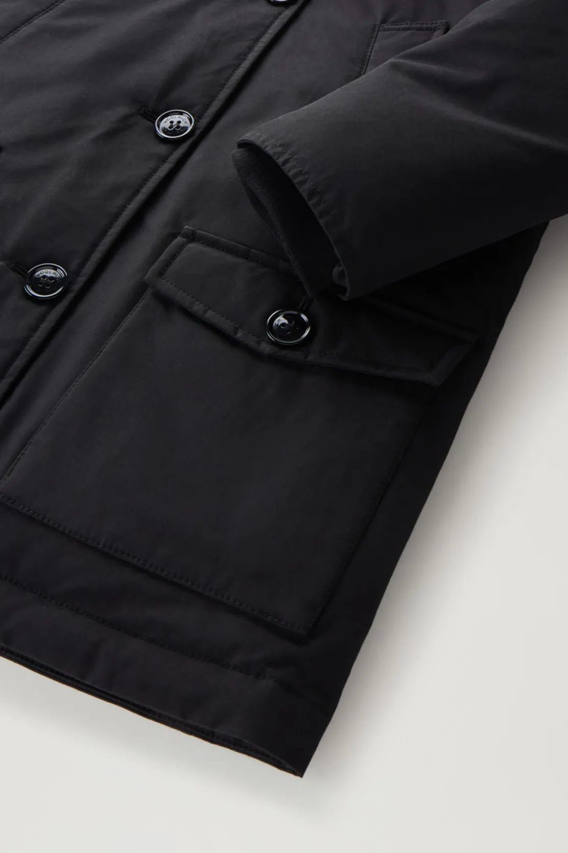 Parka>Woolrich Arctic Parka In Ramar Cloth Da Bambina Con Dettagli Satinati Black