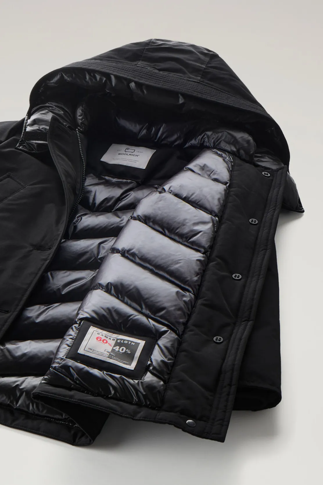 Parka>Woolrich Arctic Parka In Ramar Cloth Da Bambina Con Dettagli Satinati Black