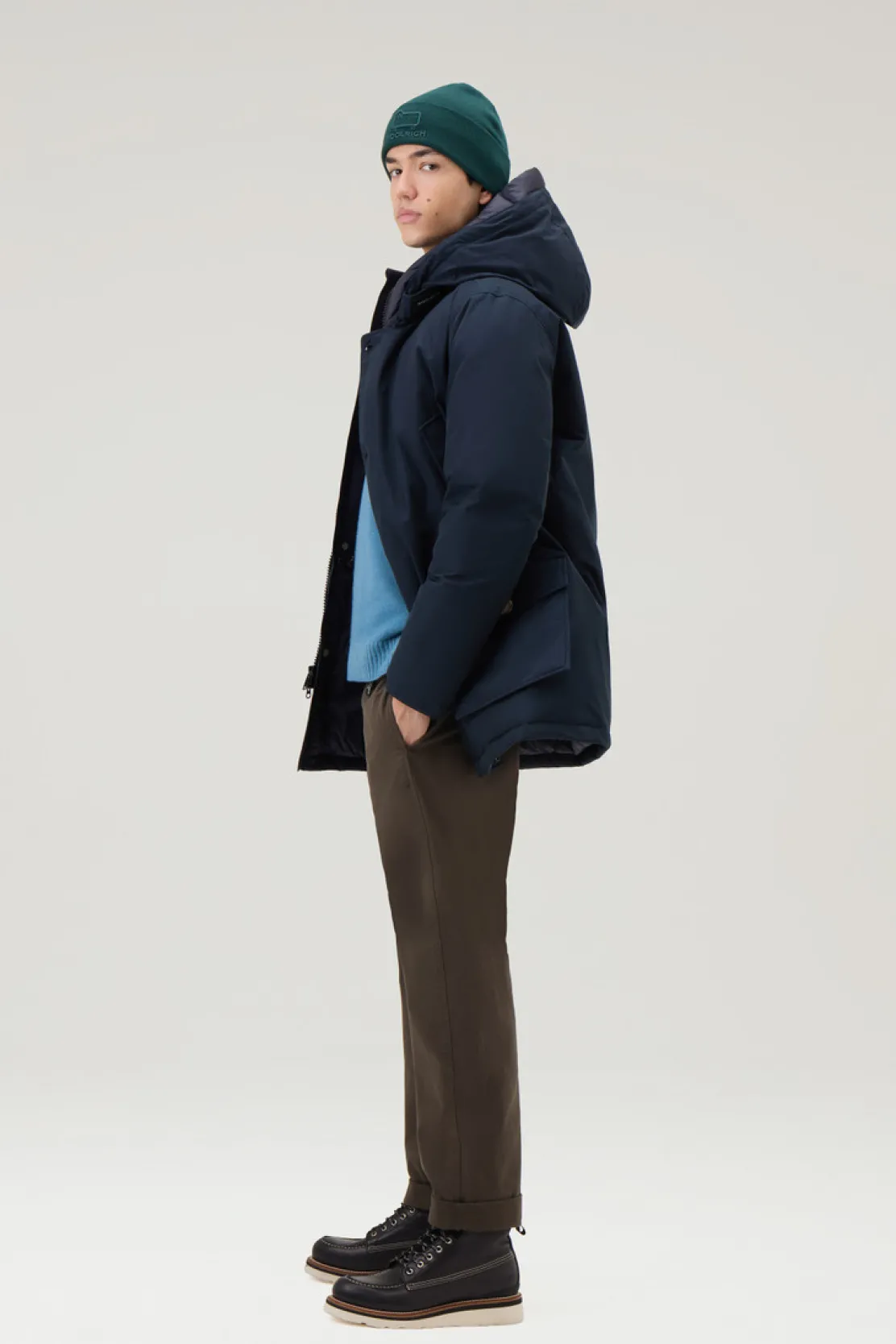 Parka>Woolrich Arctic Parka In Ramar Cloth Melton Blue