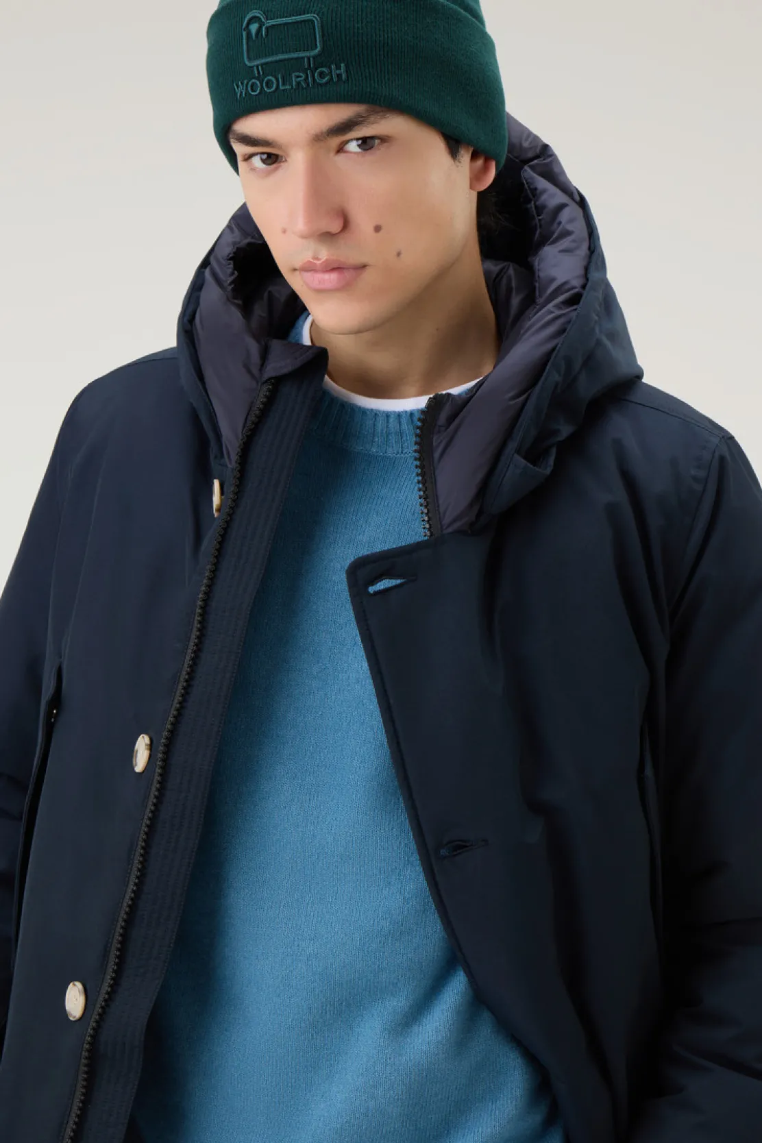 Parka>Woolrich Arctic Parka In Ramar Cloth Melton Blue