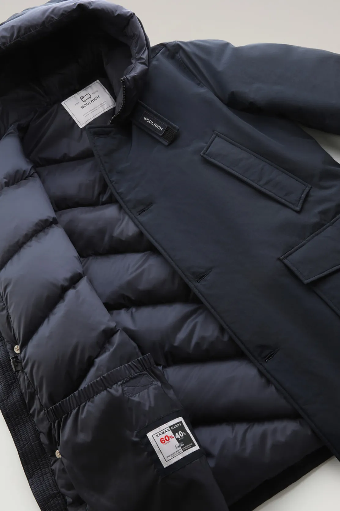 Parka>Woolrich Arctic Parka In Ramar Cloth Melton Blue