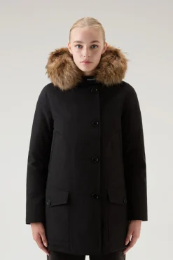Parka>Woolrich Arctic Parka In Ramar Cloth Con Quattro Tasche E Pelliccia Removibile Black