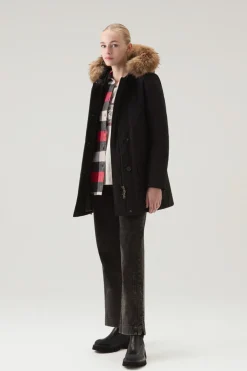Parka>Woolrich Arctic Parka In Ramar Cloth Con Quattro Tasche E Pelliccia Removibile Black