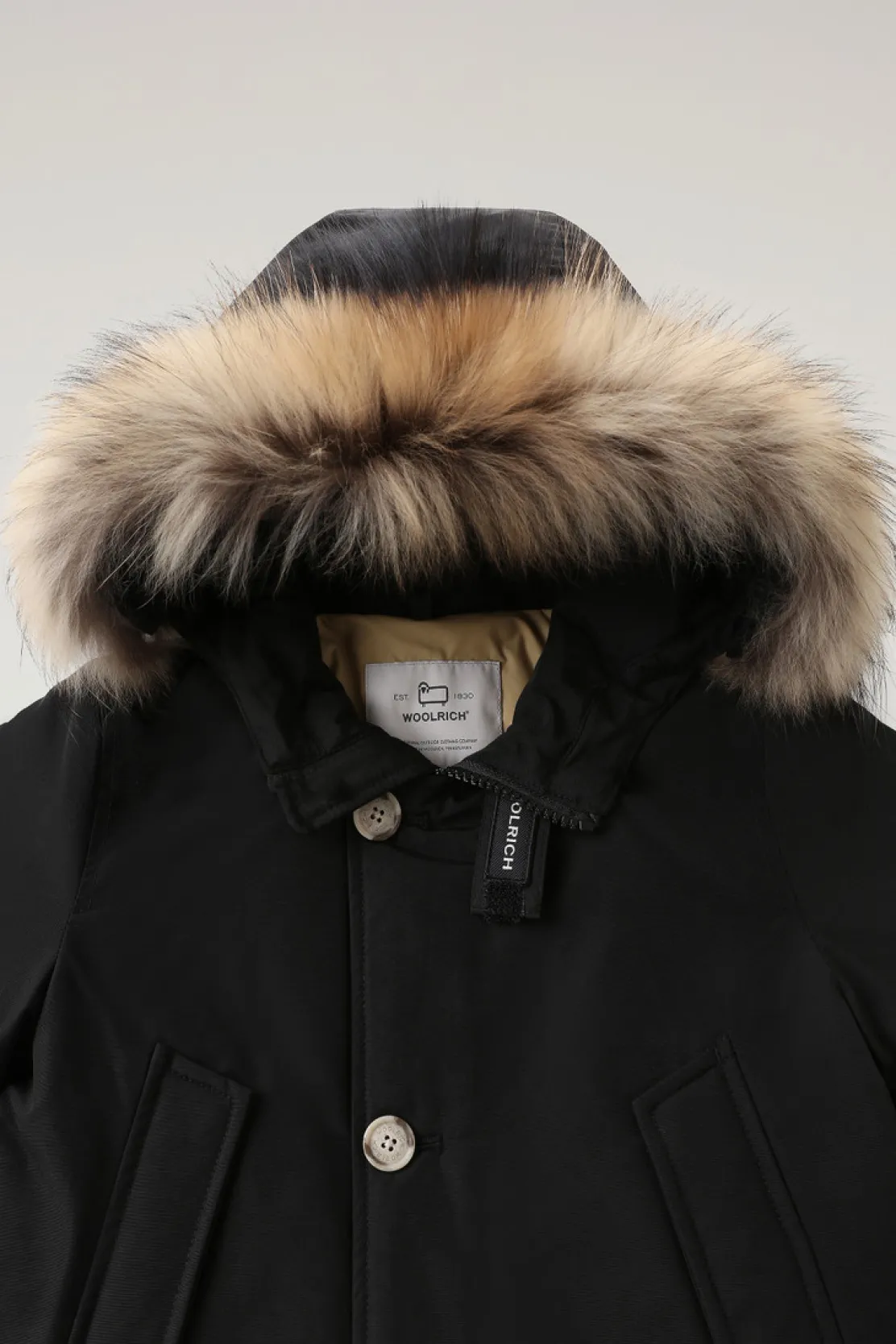 Parka>Woolrich Arctic Parka In Ramar Cloth Da Bambino Con Pelliccia Removibile Black