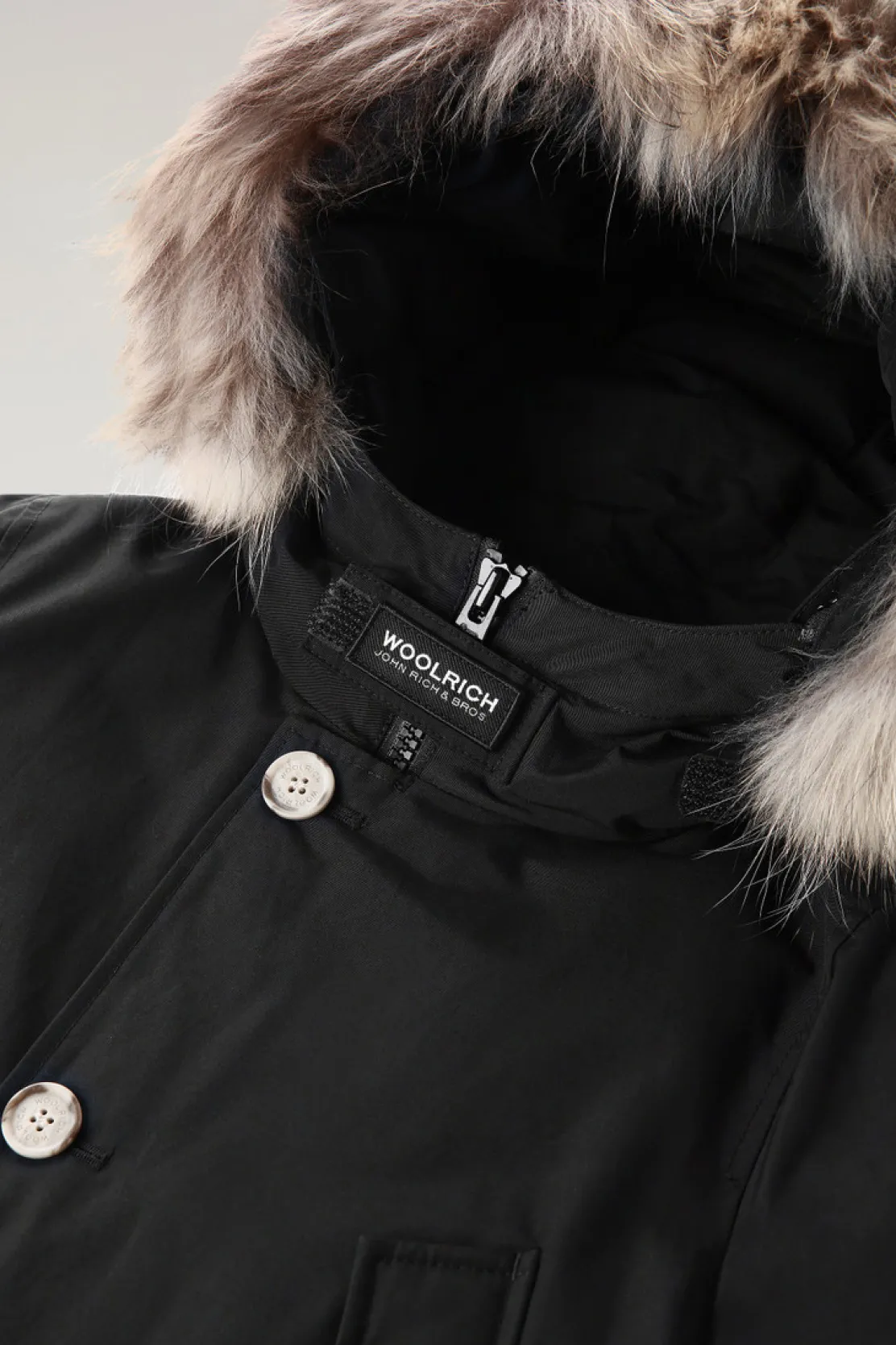 Parka>Woolrich Arctic Parka In Ramar Cloth Da Bambino Con Pelliccia Removibile Black