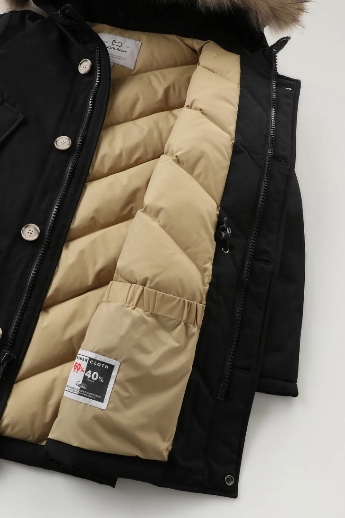 Parka>Woolrich Arctic Parka In Ramar Cloth Da Bambino Con Pelliccia Removibile Black