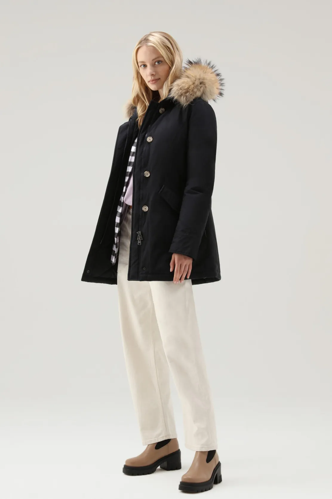 Parka>Woolrich Arctic Parka In Ramar Cloth Con Pelliccia Removibile Dark Navy