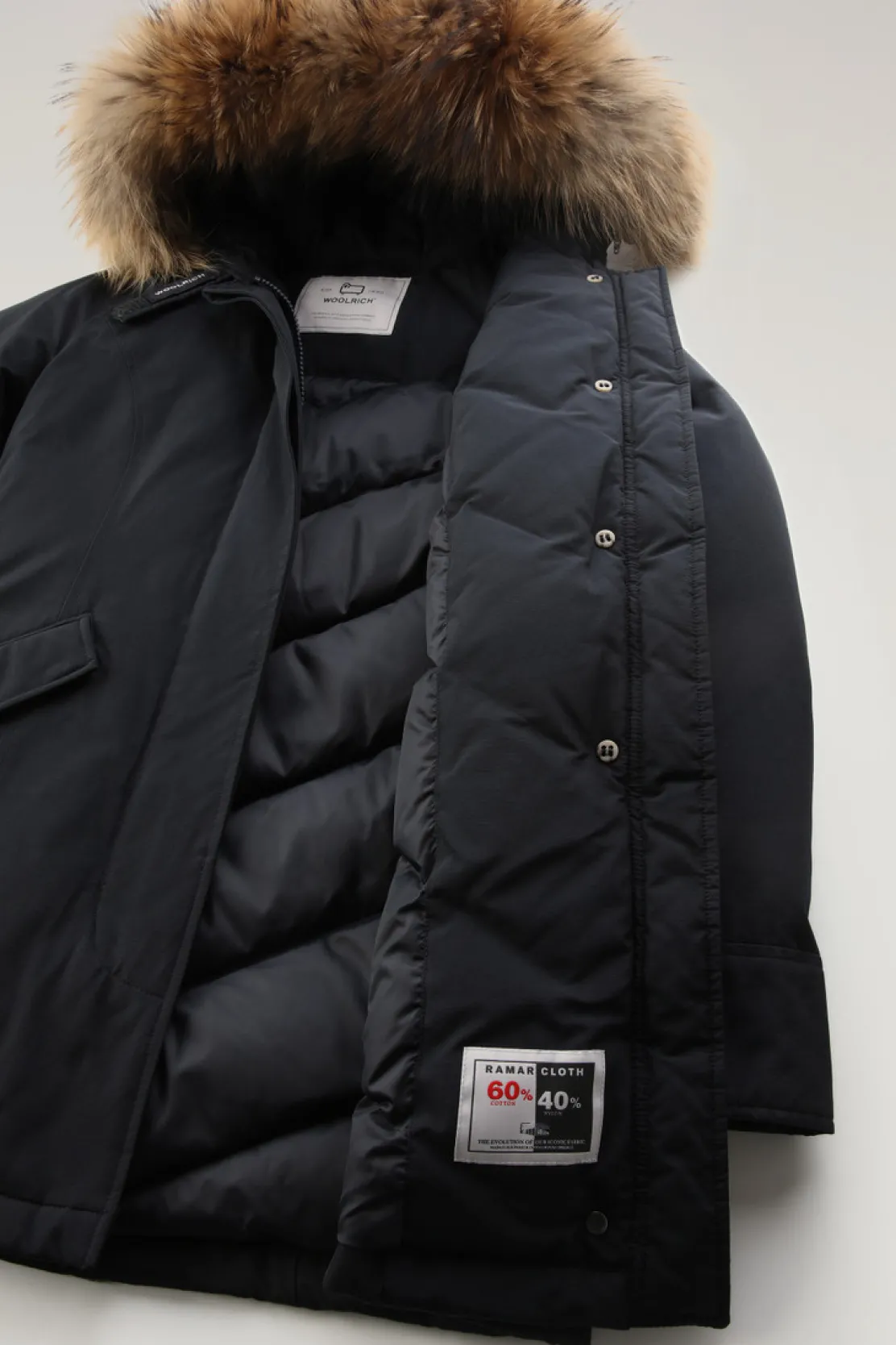 Parka>Woolrich Arctic Parka In Ramar Cloth Con Pelliccia Removibile Dark Navy