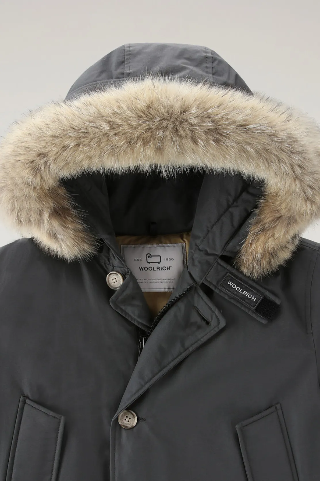 Parka>Woolrich Arctic Parka In Ramar Cloth Con Pelliccia Removibile Grey Shadow