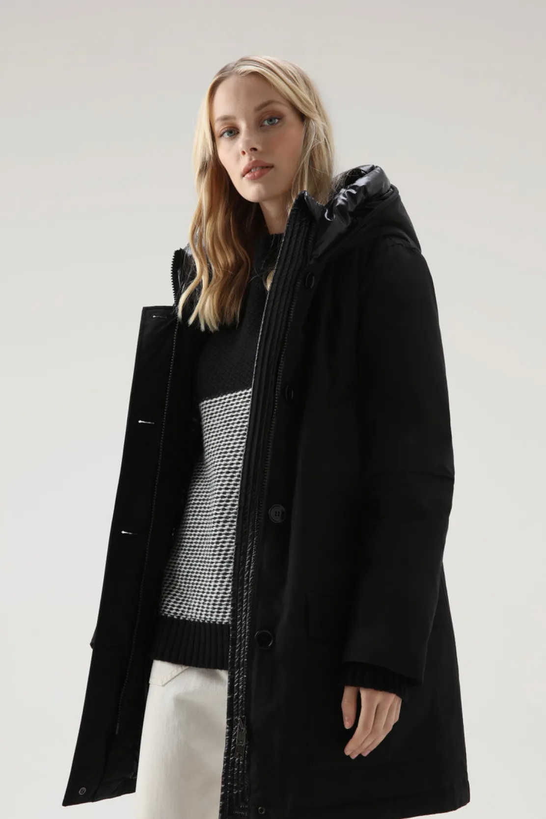 Parka>Woolrich Arctic Parka In Ramar Cloth Con Quattro Tasche Black