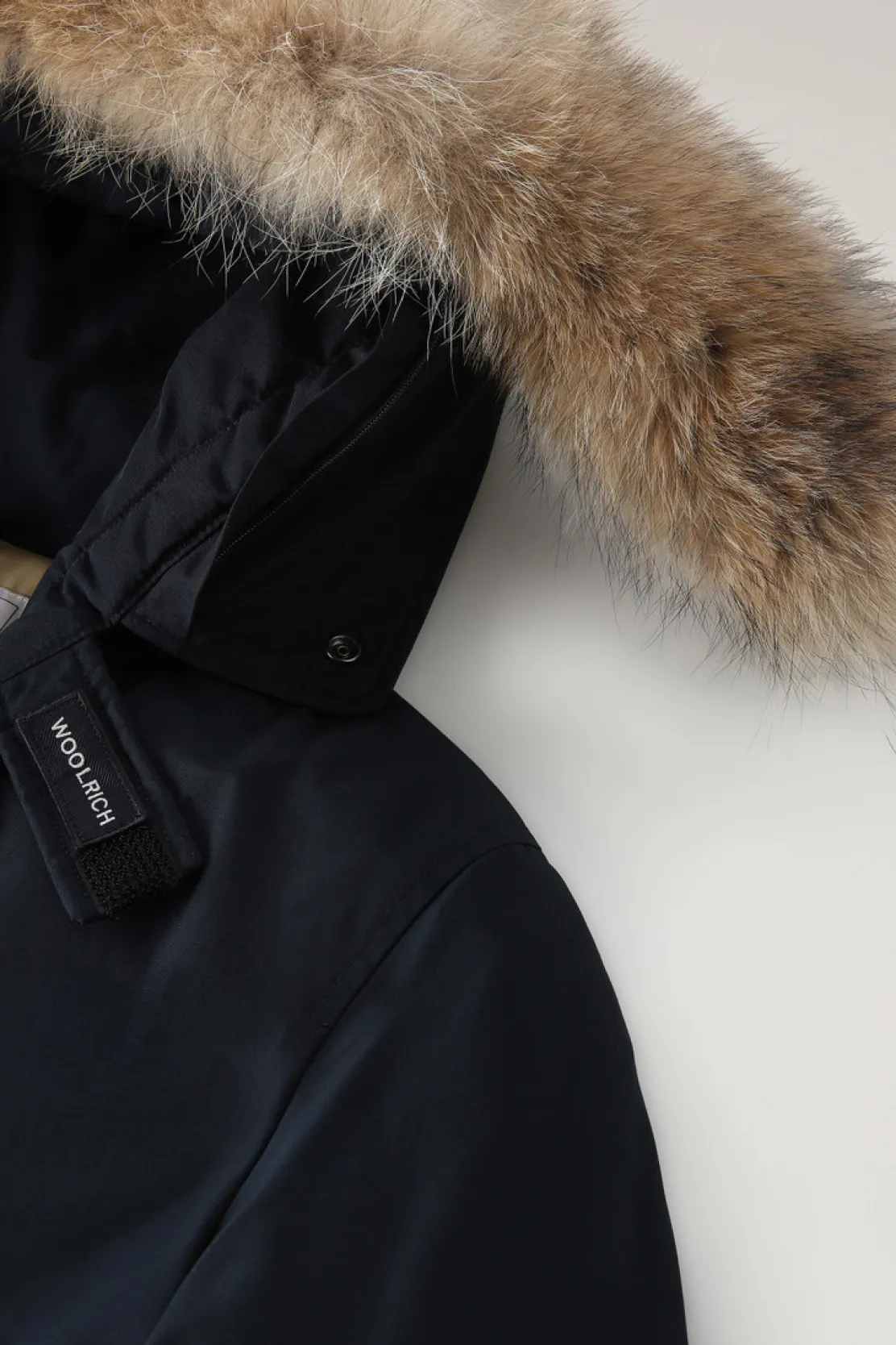 Parka>Woolrich Arctic Parka In Ramar Cloth Con Pelliccia Removibile Melton Blue