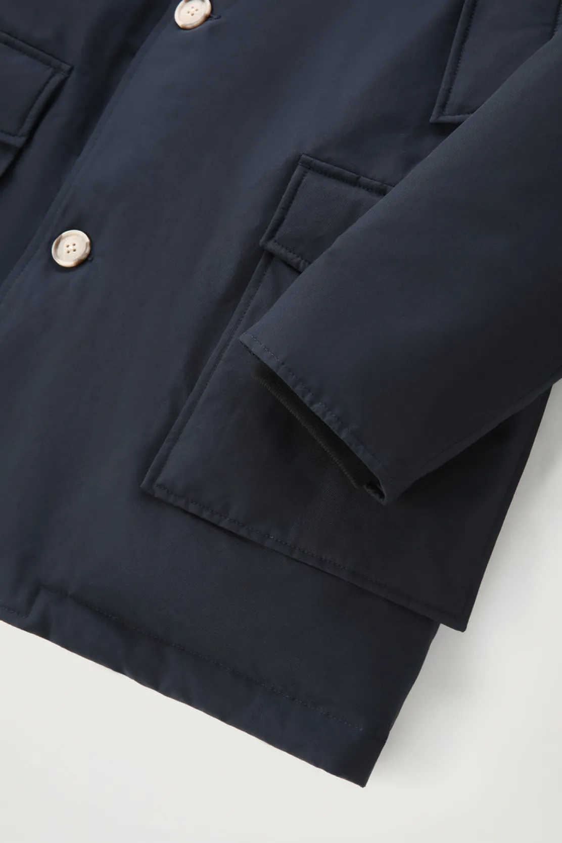 Parka>Woolrich Arctic Parka In Ramar Cloth Con Pelliccia Removibile Melton Blue