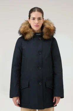 Parka>Woolrich Arctic Parka In Ramar Cloth Con Quattro Tasche E Pelliccia Removibile Dark Navy