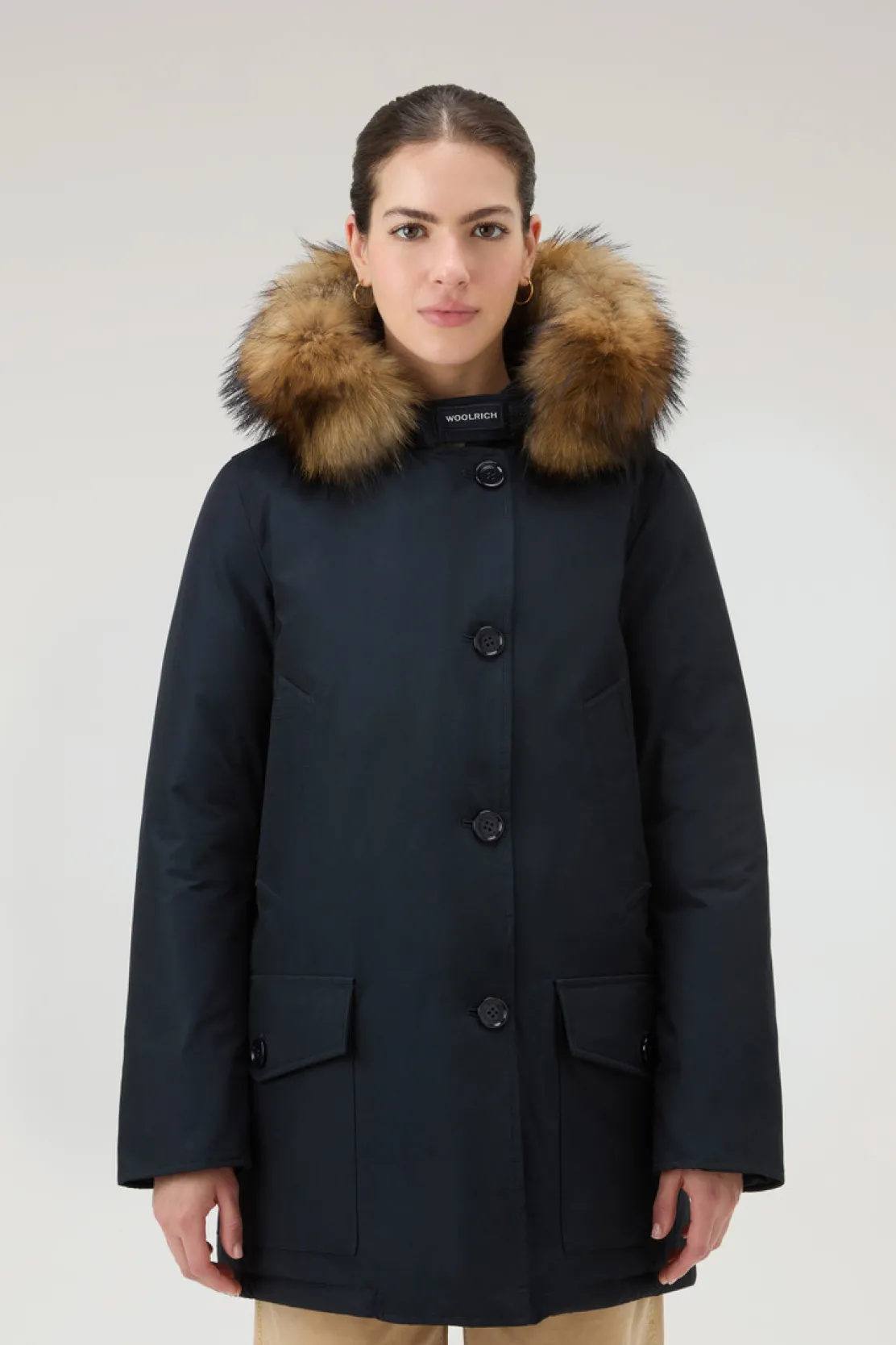 Parka>Woolrich Arctic Parka In Ramar Cloth Con Quattro Tasche E Pelliccia Removibile Dark Navy