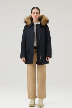 Parka>Woolrich Arctic Parka In Ramar Cloth Con Quattro Tasche E Pelliccia Removibile Dark Navy