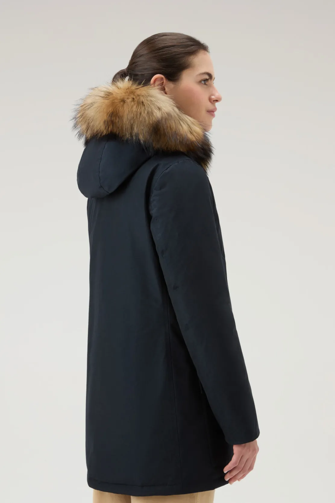 Parka>Woolrich Arctic Parka In Ramar Cloth Con Quattro Tasche E Pelliccia Removibile Dark Navy