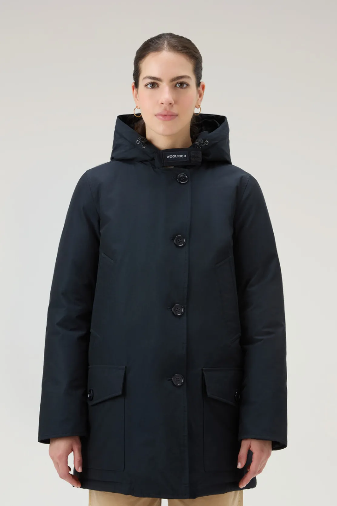 Parka>Woolrich Arctic Parka In Ramar Cloth Con Quattro Tasche E Pelliccia Removibile Dark Navy