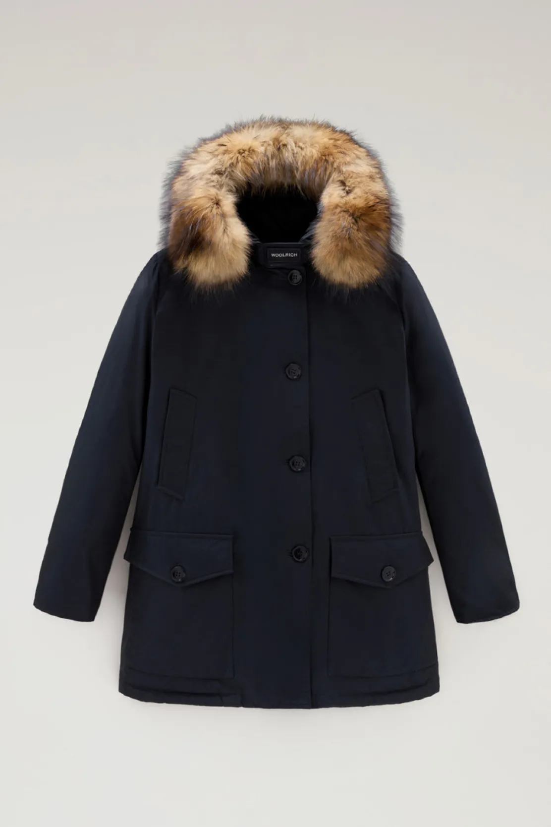 Parka>Woolrich Arctic Parka In Ramar Cloth Con Quattro Tasche E Pelliccia Removibile Dark Navy