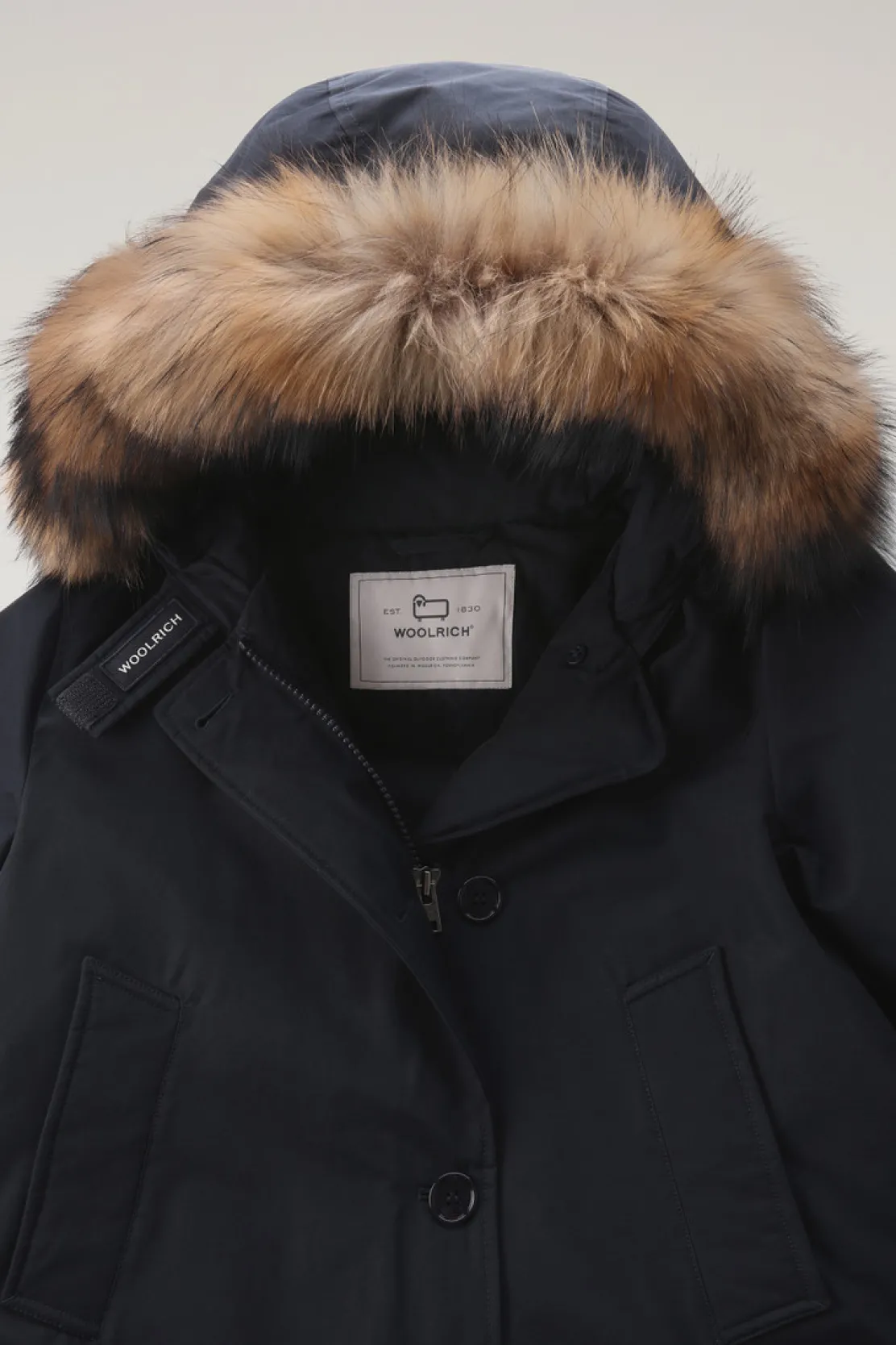 Parka>Woolrich Arctic Parka In Ramar Cloth Con Quattro Tasche E Pelliccia Removibile Dark Navy
