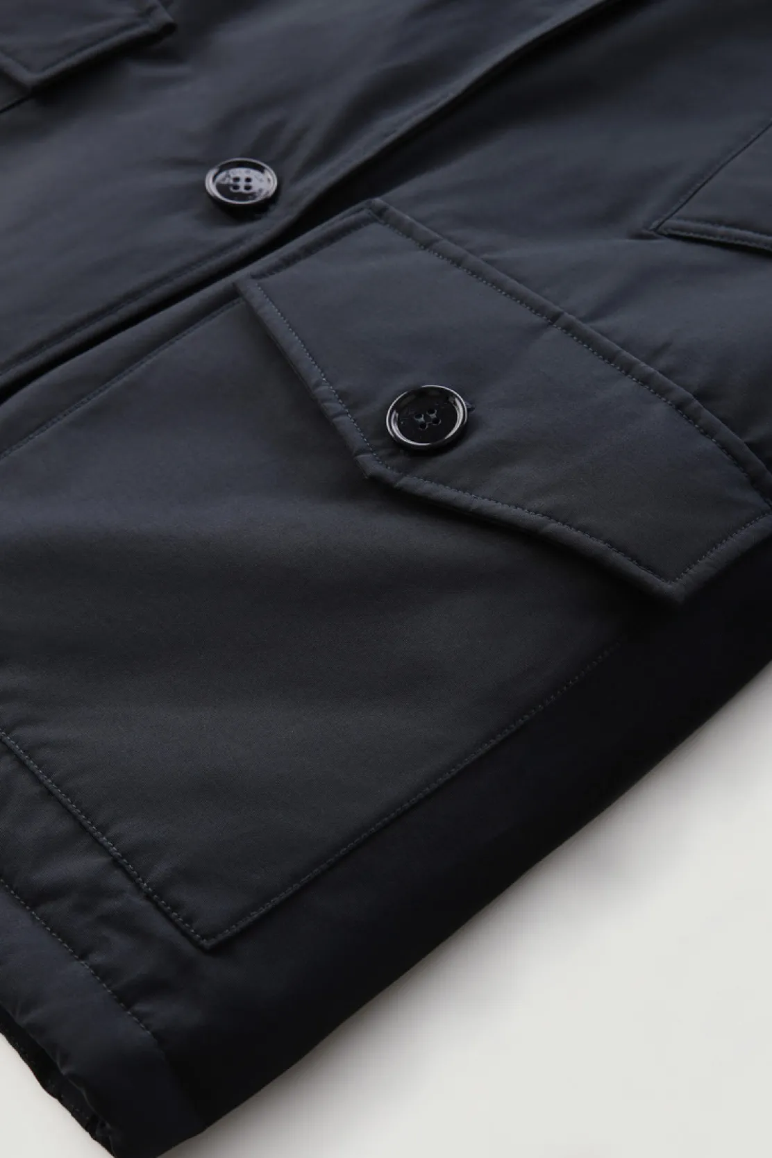Parka>Woolrich Arctic Parka In Ramar Cloth Con Quattro Tasche E Pelliccia Removibile Dark Navy
