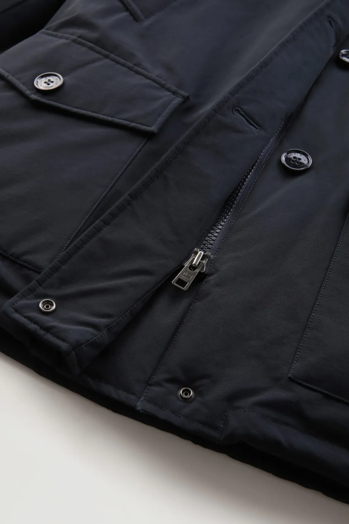 Parka>Woolrich Arctic Parka In Ramar Cloth Con Quattro Tasche E Pelliccia Removibile Dark Navy