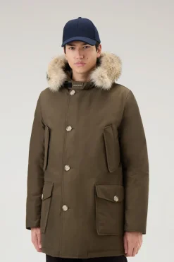 Parka>Woolrich Arctic Parka In Ramar Cloth Con Pelliccia Removibile Dark Green