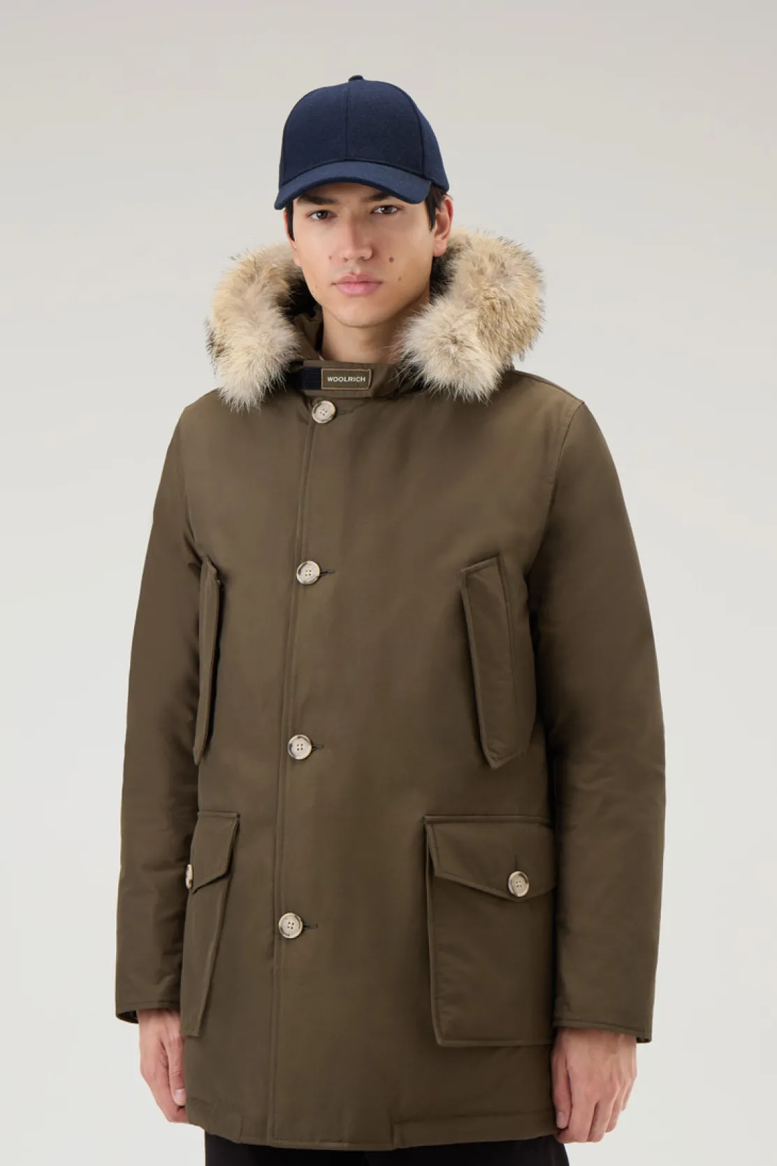 Parka>Woolrich Arctic Parka In Ramar Cloth Con Pelliccia Removibile Dark Green