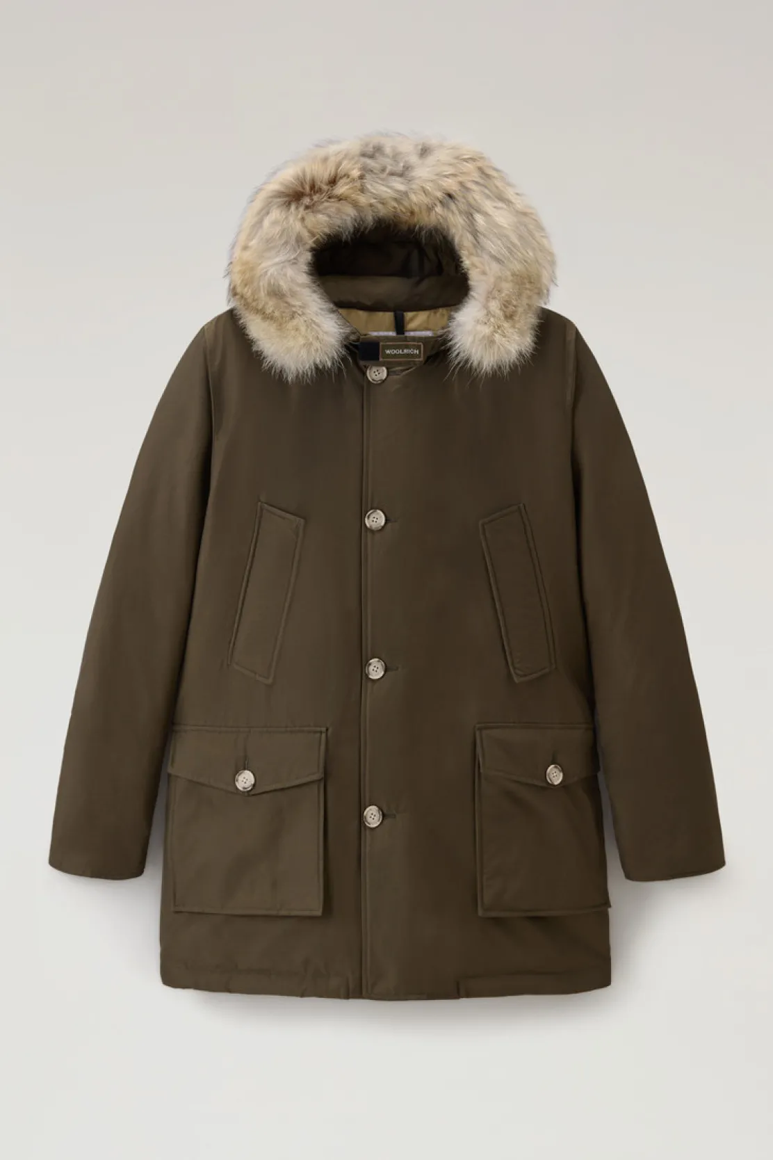 Parka>Woolrich Arctic Parka In Ramar Cloth Con Pelliccia Removibile Dark Green