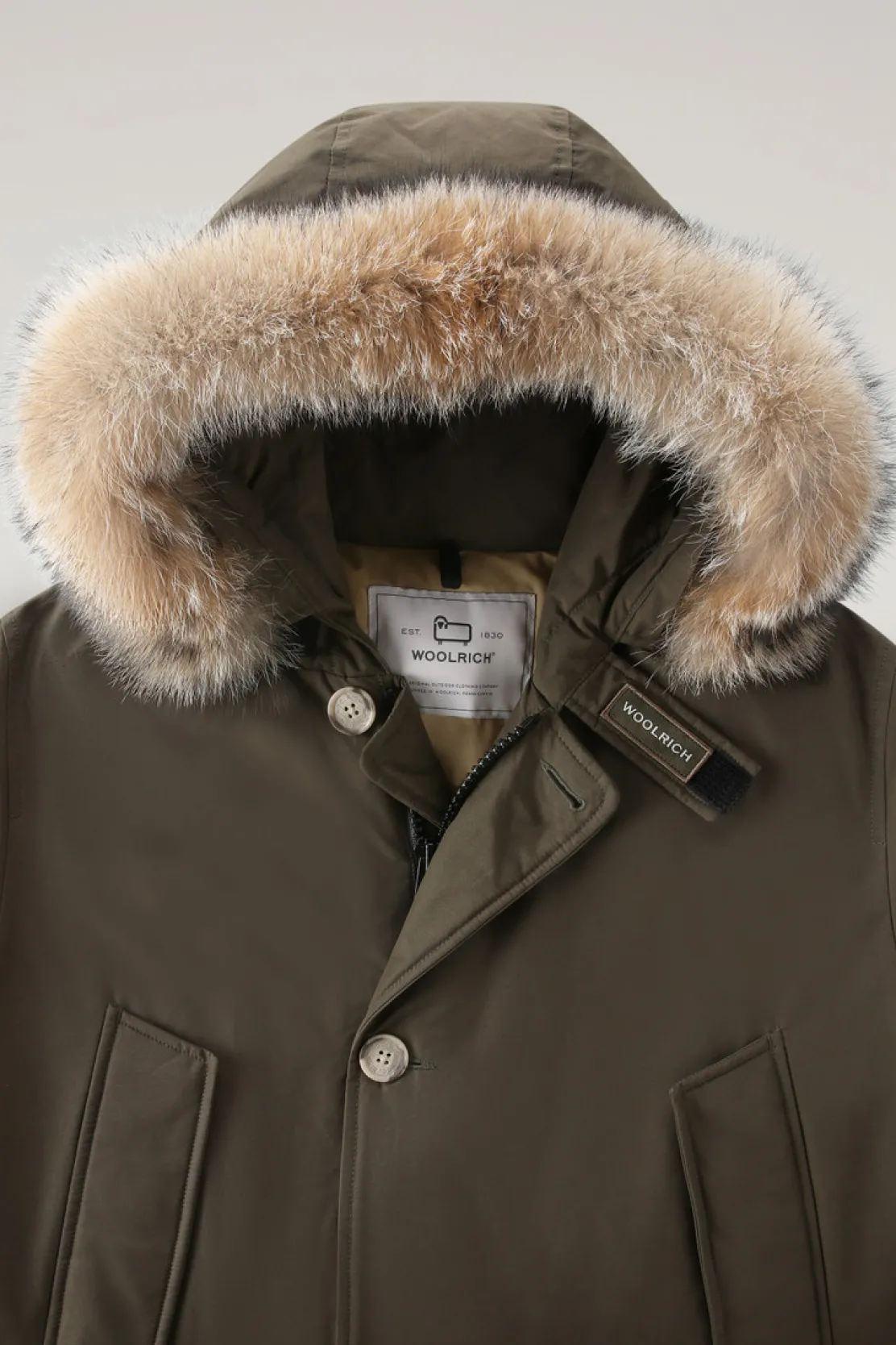 Parka>Woolrich Arctic Parka In Ramar Cloth Con Pelliccia Removibile Dark Green