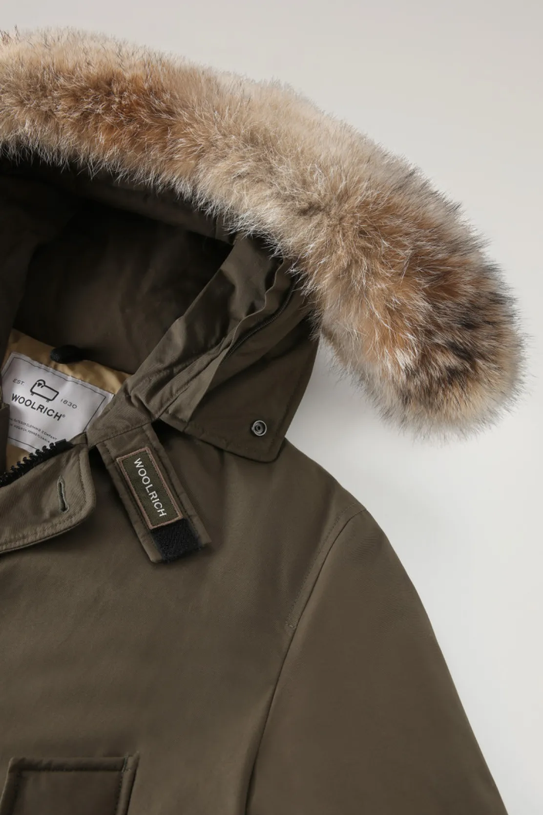 Parka>Woolrich Arctic Parka In Ramar Cloth Con Pelliccia Removibile Dark Green