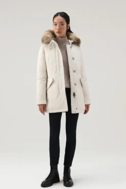 Parka>Woolrich Arctic Parka In Urban Touch Con Pelliccia Removibile Milky Cream