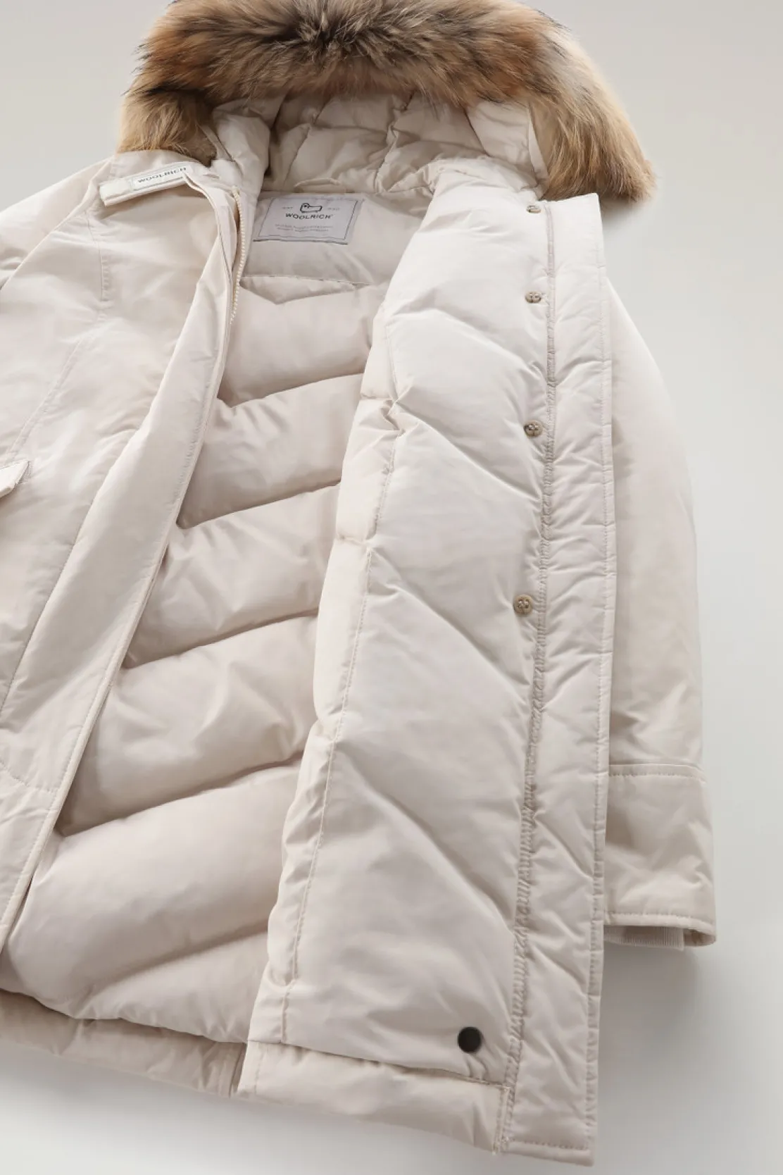 Parka>Woolrich Arctic Parka In Urban Touch Con Pelliccia Removibile Milky Cream