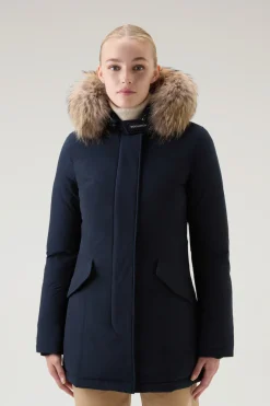 Parka>Woolrich Arctic Parka In Urban Touch Con Pelliccia Removibile Melton Blue