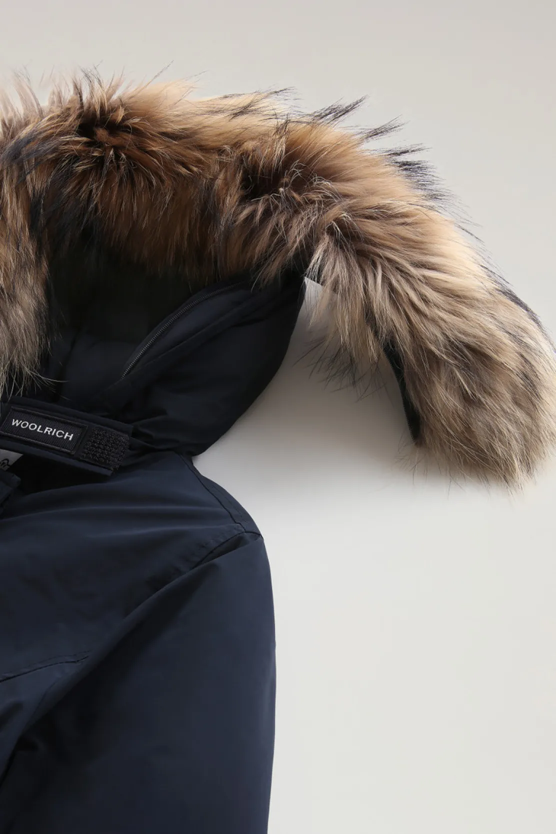 Parka>Woolrich Arctic Parka In Urban Touch Con Pelliccia Removibile Melton Blue