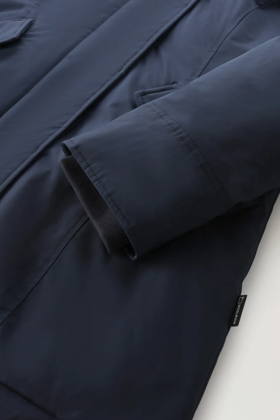 Parka>Woolrich Arctic Parka In Urban Touch Con Pelliccia Removibile Melton Blue