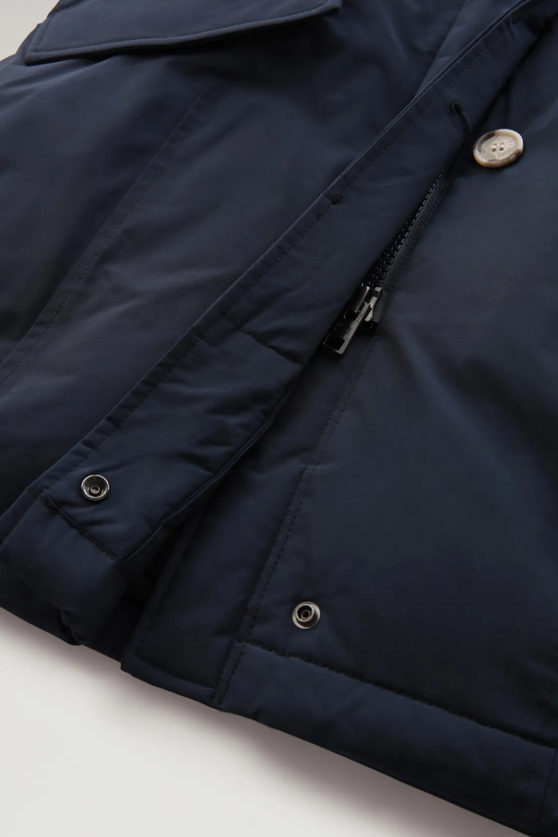 Parka>Woolrich Arctic Parka In Urban Touch Con Pelliccia Removibile Melton Blue