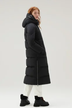 Piumini|Parka>Woolrich Aurora Parka Lungo  in Nylon Elasticizzato Black