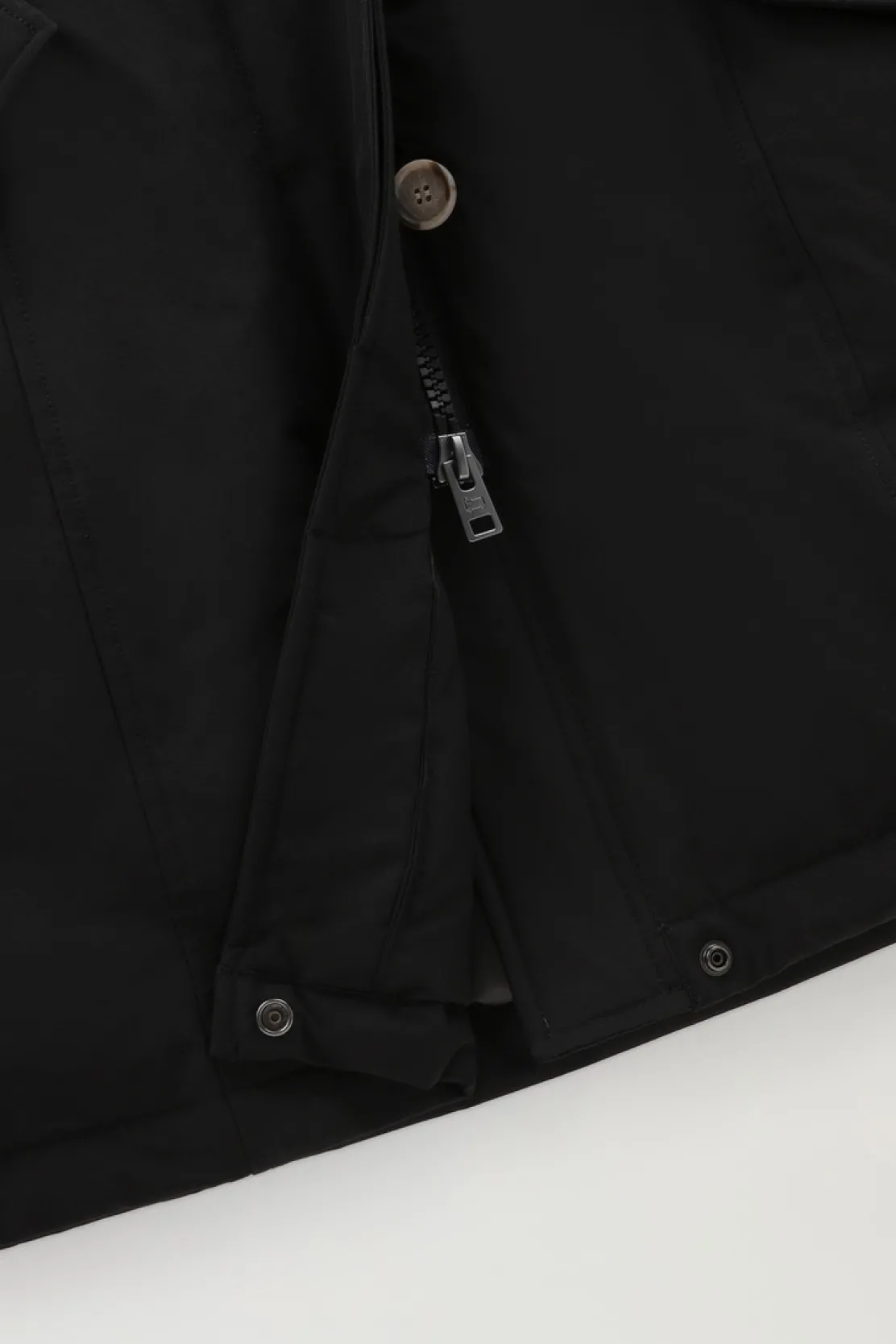Parka>Woolrich Beaker Parka In Ramar Cloth Con Pelliccia Sintetica Black